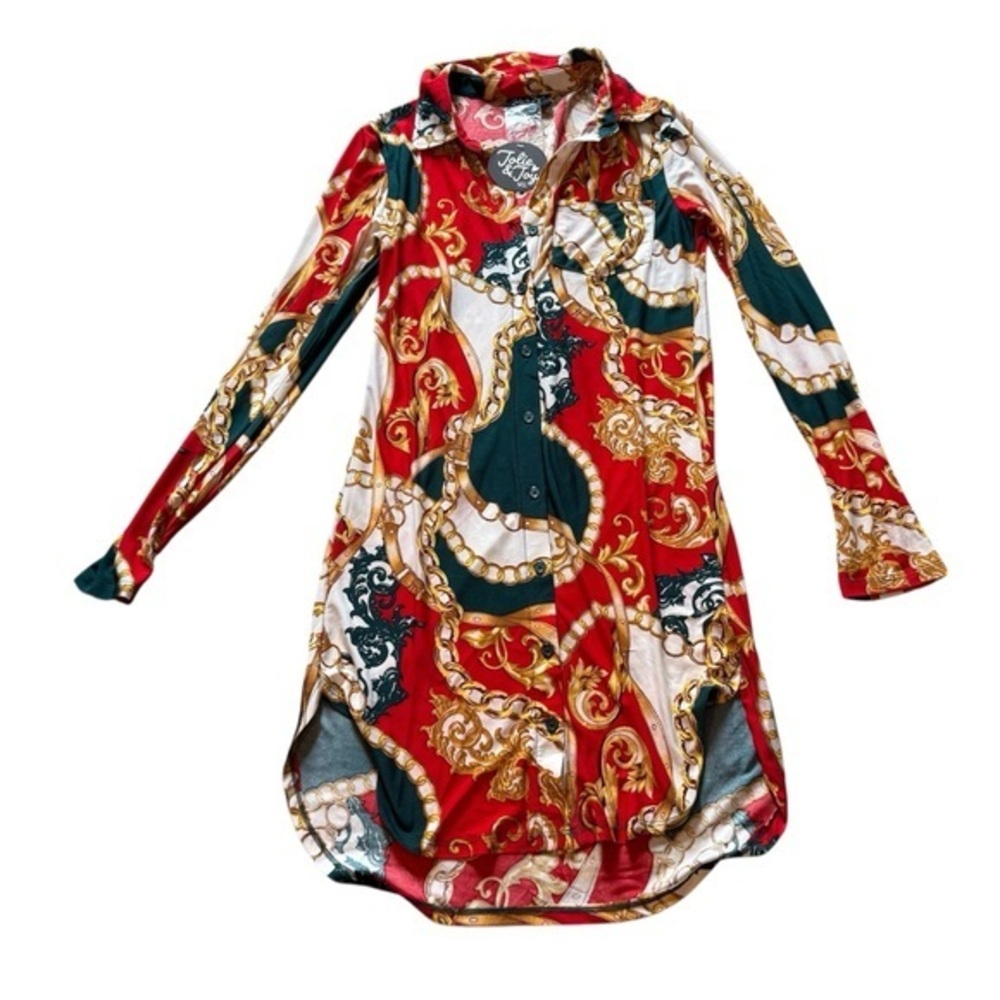 Jolie & Joy Baroque Chain Print Shirt Dress – Size Small (New with Tags)
